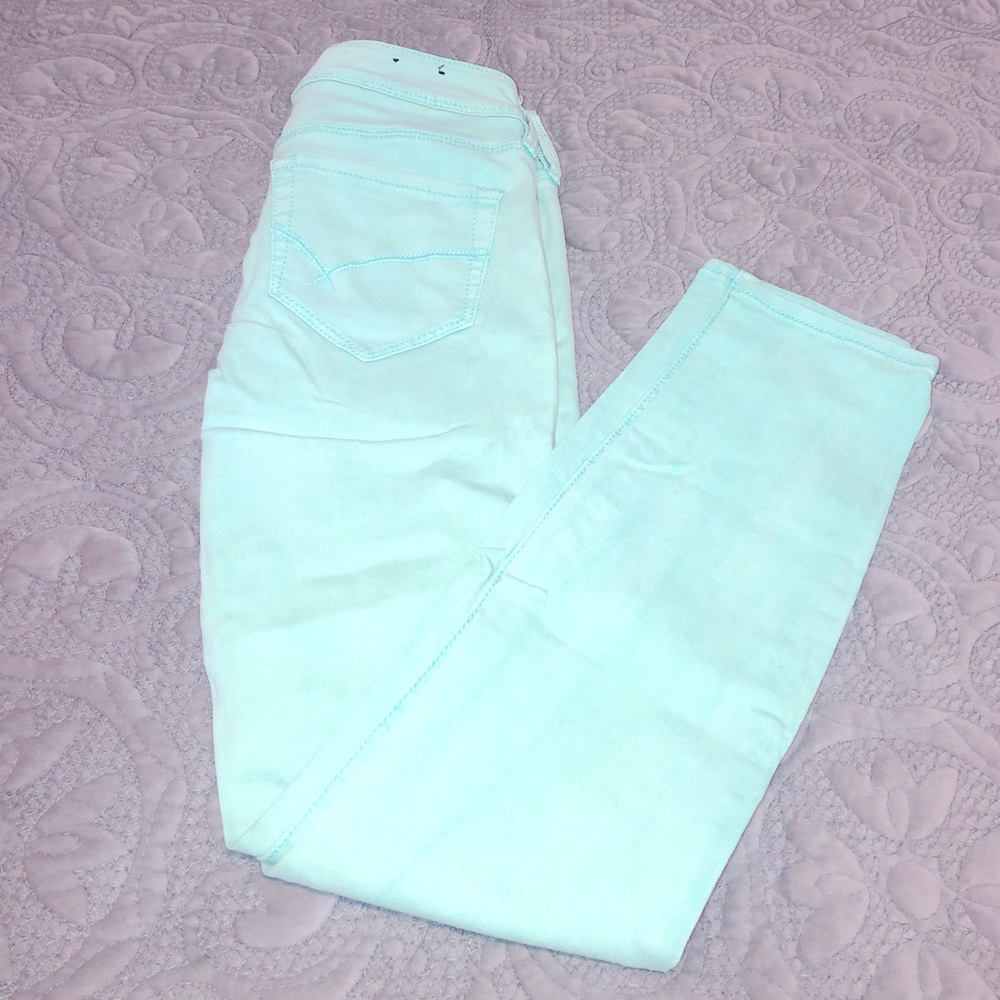 Mint green bullhead jeans